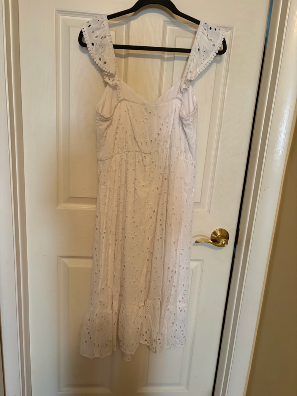 Lily Rose White Eyelet Midi Dress with Ruffle Straps - Picture 13 of 16